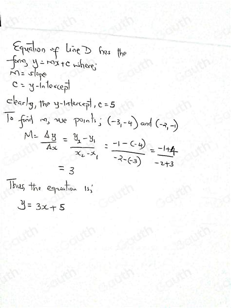 Solved Bookwork Code D30 Copy And Complete The Equation Of Line D