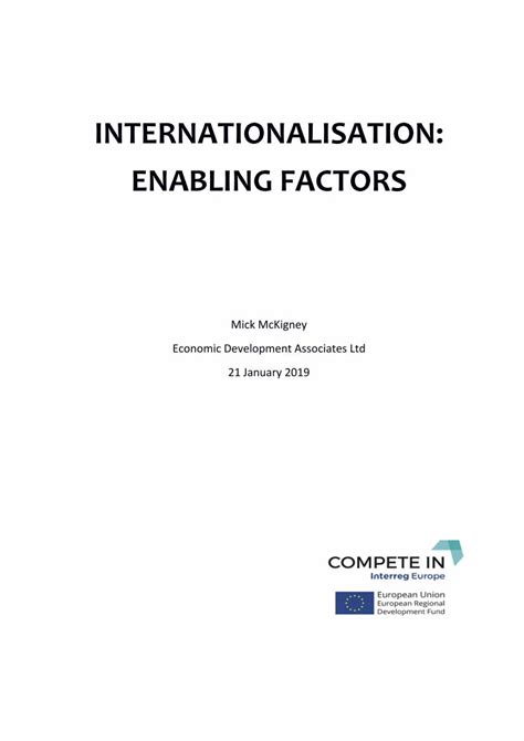 PDF INTERNATIONALISATION ENABLING FACTORS To Internationalisation