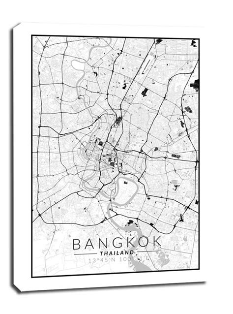 Bangkok mapa czarno biała obraz na płótnie 61x91 5 cm Galeria