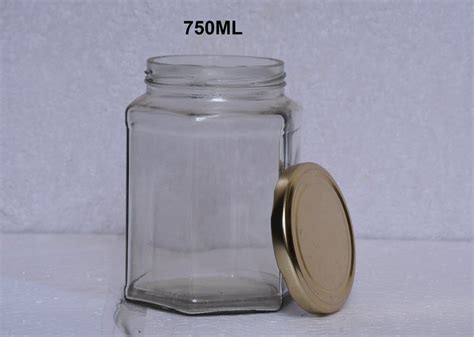 Tin 750ml Hexagonal Glass Jar At Rs 17 Piece In Firozabad ID 24409909533