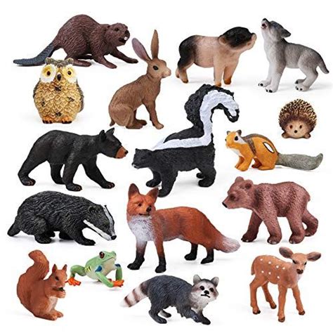 16PCS Forest Animals Baby Figures, Woodland Creatures Figurines ...