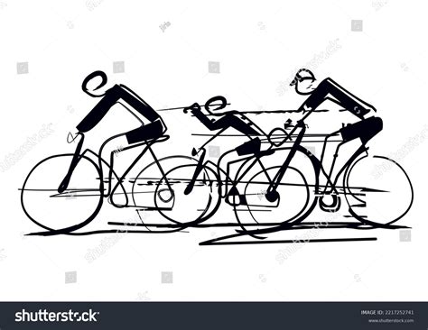 Cycling Race Line Art Stylized Illustration Stock Vector Royalty Free