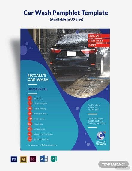 Car Wash Flyer Template With Blue Waves