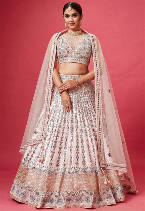 Buy Embroidered Art Silk Lehenga In Pink Online Lyc Utsav Fashion