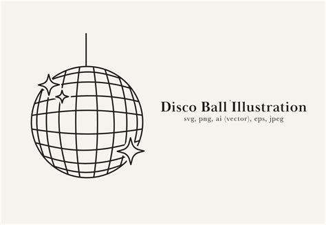 Disco Ball Clip Art, Disco Ball Drawing, Disco Ball Cutting File, Disco ...