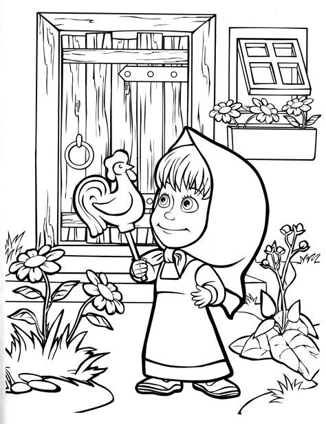 Маша и сладкий петушок | Bear coloring pages, Coloring pages, Kids ...