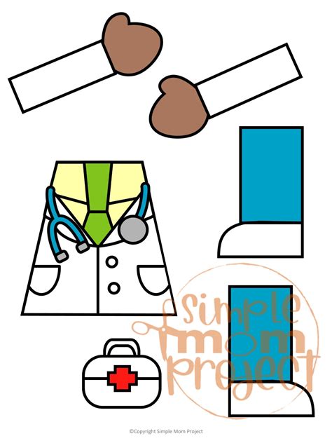 Doctor Paper Bag Puppet Craft Template Simple Mom Project Store