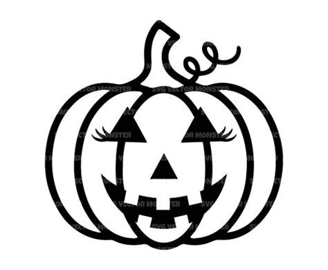 Jack O Lantern Svg Cute Pumpkin Face Lashes Svg Happy Etsy