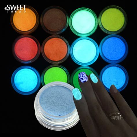 SWEET TREND 12 Bottle Set Ultrafine Fluorescent Glitter Nail Art DIY