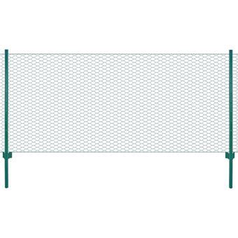 vidaXL Clôture en grillage métallique avec poteaux Acier 25x0 5 m Vert