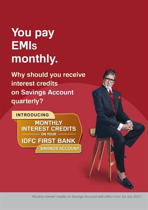 Monthly Interest Credit On Savings Account Idfc First Bank