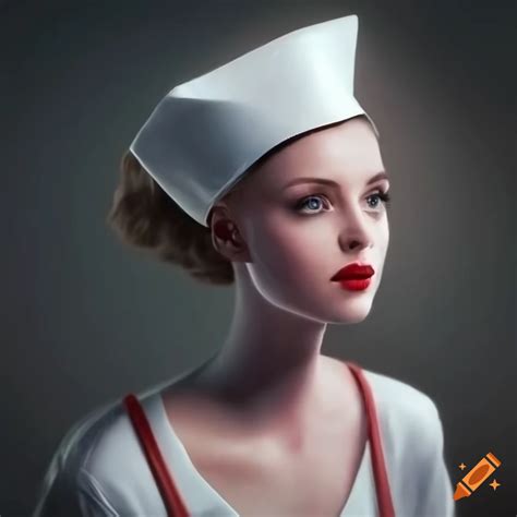 Portrait Of A Beautiful Female Nurse With Pale Skin And Blonde Hair In