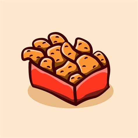 Cartoon Illustration Concept Of Chicken Nuggets In A Box