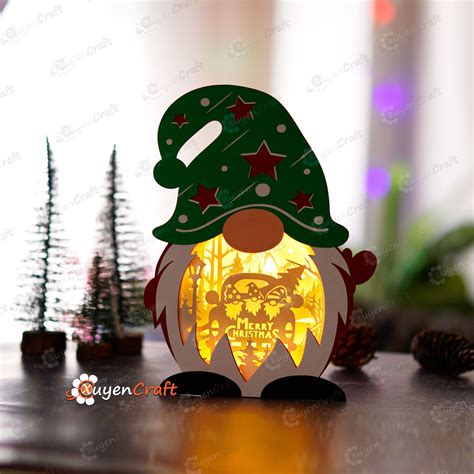 Pack 3 Christmas Gnome Shadow Box Pdf Svg Light Box For Cricut Projec
