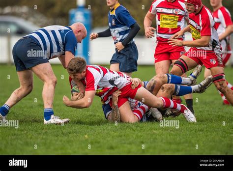 English Amateur Rugby Union Players Playing In A League Game Stock