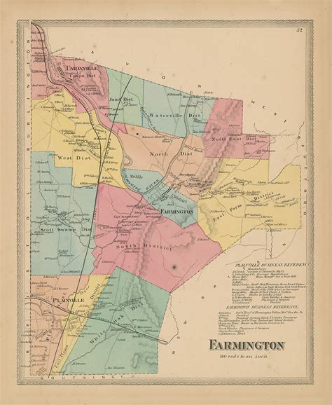 FARMINGTON Connecticut 1869 Map Replica or GENUINE ORIGINAL - Etsy