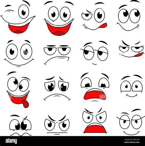 Expressions De Dessin Animé Cute Visage éléments Yeux Et Bouche Avec