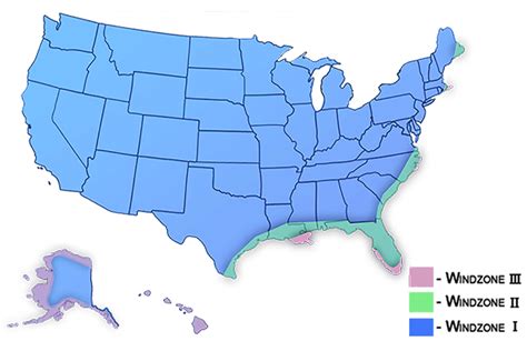 USA Wind Zone I, II & III Map | Oliver Technologies, Inc.