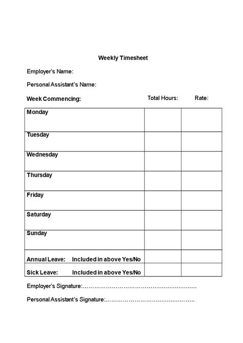 Basic Daily Timesheet Template