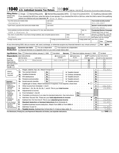 SOLUTION: US Individual Income Tax Return Form - Studypool