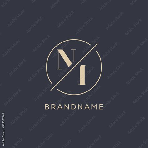 Initial Letter Ni Logo With Simple Circle Line Elegant Look Monogram