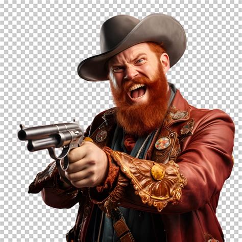 Cowboy Segurando Uma Arma Isolada Em Fundo Transparente PSD Premium