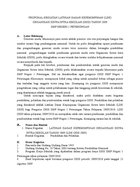 Contoh Proposal Kegiatan Ldk Osis Pdf