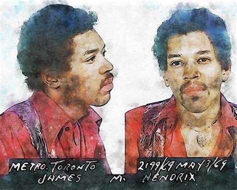 Jimi Hendrix Watercolor Mugshot Mixed Media By Dan Sproul Fine Art