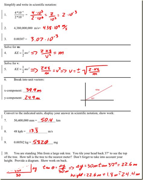 Free Physics Math Review Worksheet Download Free Physics Math Review