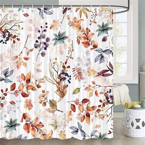 Jawo Fall Decor Shower Curtain Autumn Nature Plant Floral