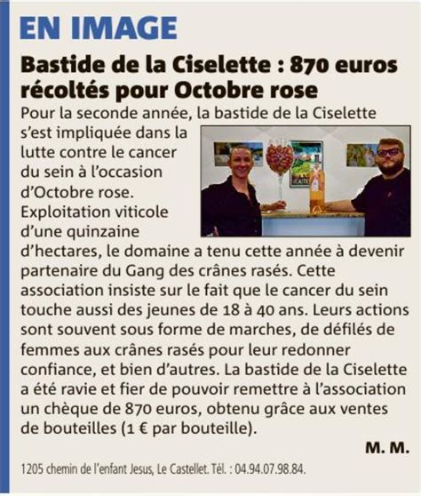 Le Vin De Bandol Du Domaine De La Ciselette S Exporte