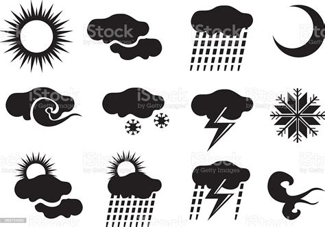 Vector Icon Set For Weather Forecast Stock Illustration Download Image Now Art Art And