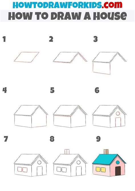 how to draw a house step by step | House drawing for kids, Easy doodles drawings, Directed ...