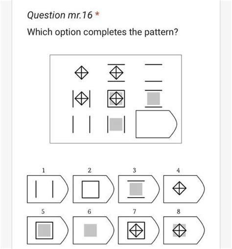 FREE Question mr 16 Which option completes the pattern DÓDE 5 6 DD 7