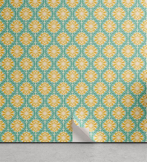 Ambesonne Retro Peel Stick Wallpaper For Home Floral Tile Art Motifs