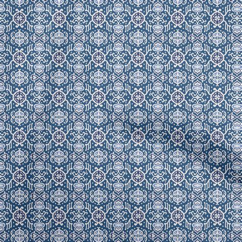 Oneoone Cotton Cambric Teal Blue Fabric Asian Block Dress Material