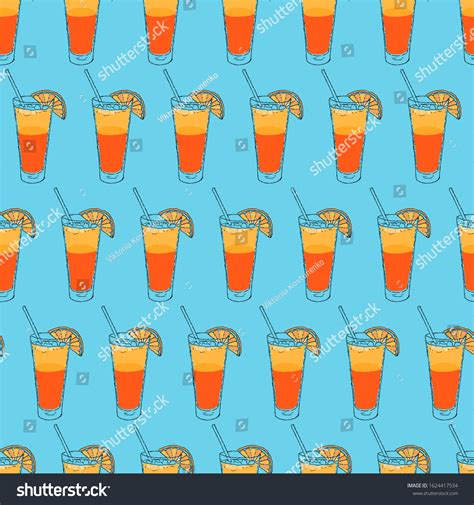 Sex On Beach Cocktail Seamless Pattern Stock Vector Royalty Free