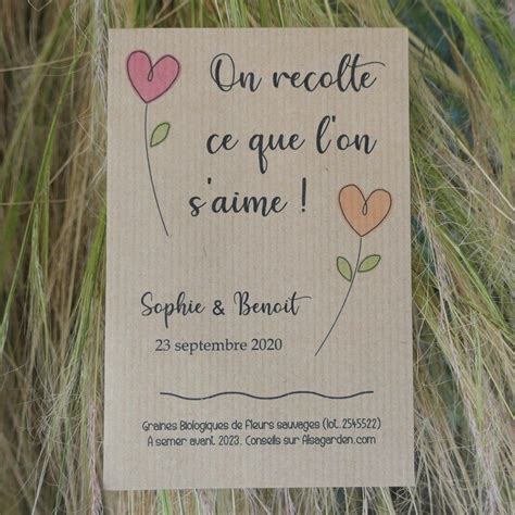 Cadeau d invité mariage à semer On récolte ce que l on s aime