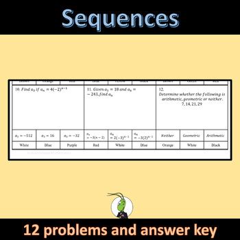 Ap Precalculus Arithmetic And Geometric Sequences Color By Number