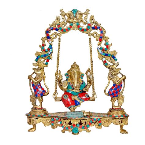 Buy Dattatreya Brass Ganesha On A Swing Statue Beautiful Kirtimukha