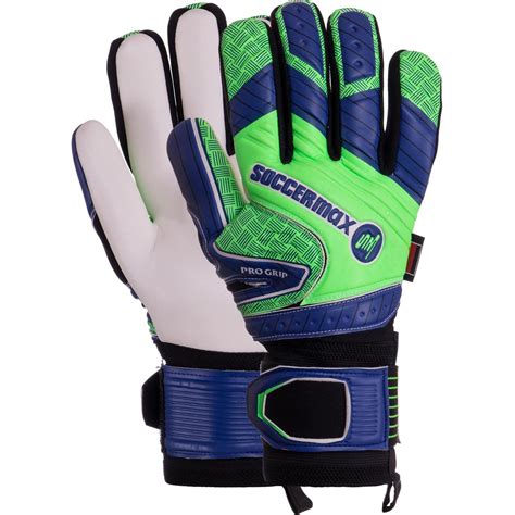 Перчатки Вратарские для Футбола SOCCERMAX PVC Латекс Синий-Салатовый ...