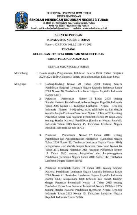 Pdf Surat Keputusan Kepala Smk Negeri Tuban Tentang Dokumen Tips