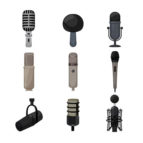 Mic Microphone Musique Set Illustration Vectorielle De Dessin Anim