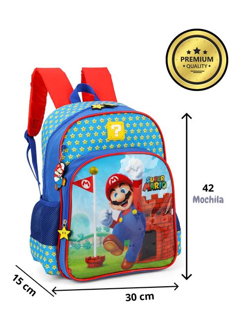 Kit Super Mario Bros Mochila Lancheira Estojo Box AZ Visual Bolsas