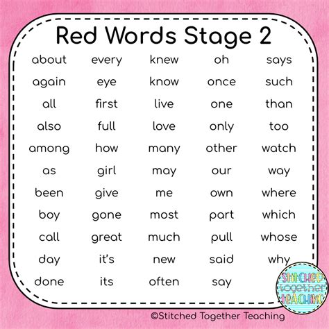 Sight Word Worksheets Orton Gillingham Stage 2 Red Words Made By