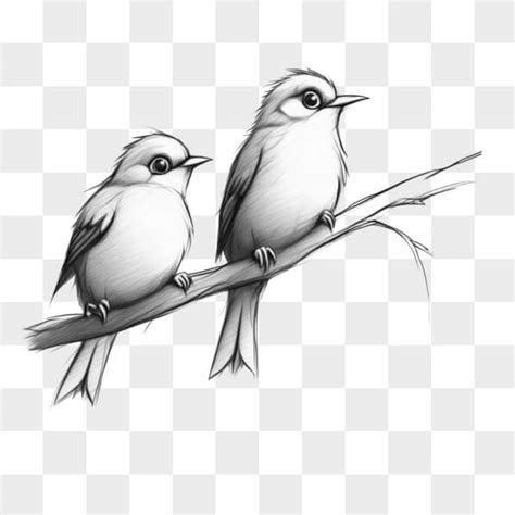 Télécharger Illustration en noir et blanc de deux oiseaux sur une