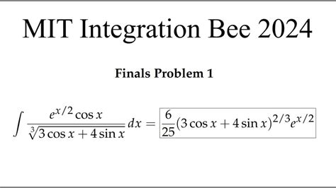 Mit Integration Bee Finals Problem Youtube