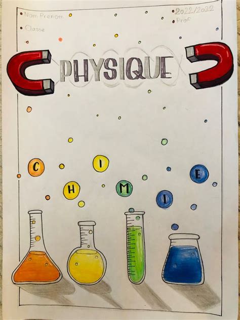 Page De Garde Physique Chimie Couvertures De Cahier Organisation