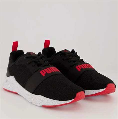 T Nis Puma Wired Run Speckles Bdp Masculino Preto Vermelho Wt Promo Es