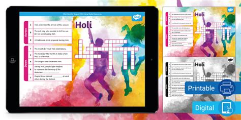 Holi Crossword Puzzle For 6th 8th Grade Teacher Made